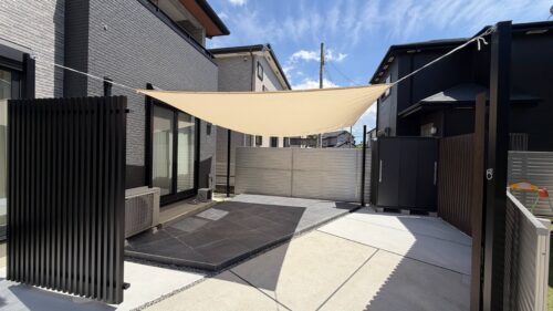 福岡市東区 お庭リフォーム｜家族で寛げるロータイルデッキと上質なプライベート空間